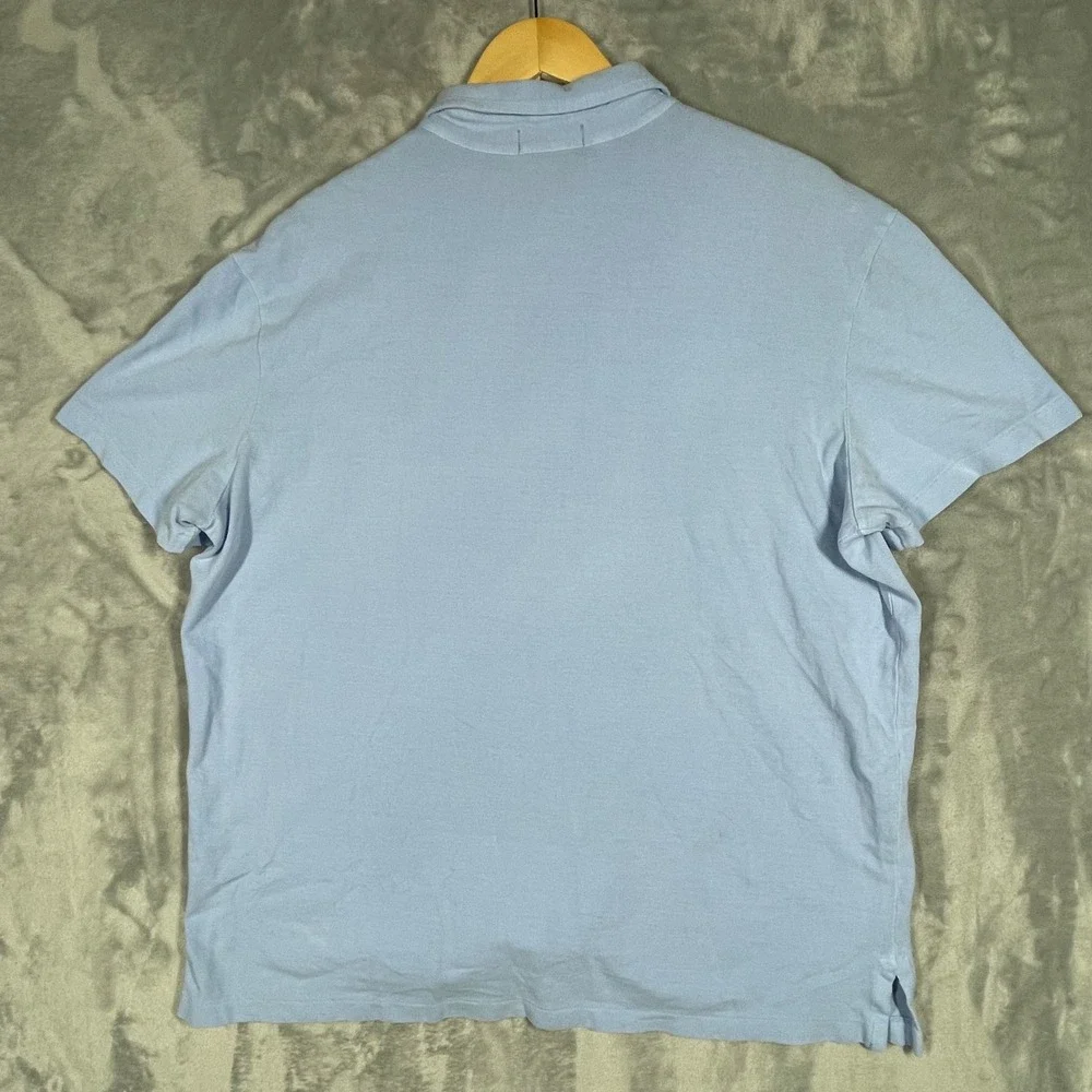 Polo Ralph Lauren Mens XL Featherweight Mesh Polo Shirt Light Blue Yellow Pony